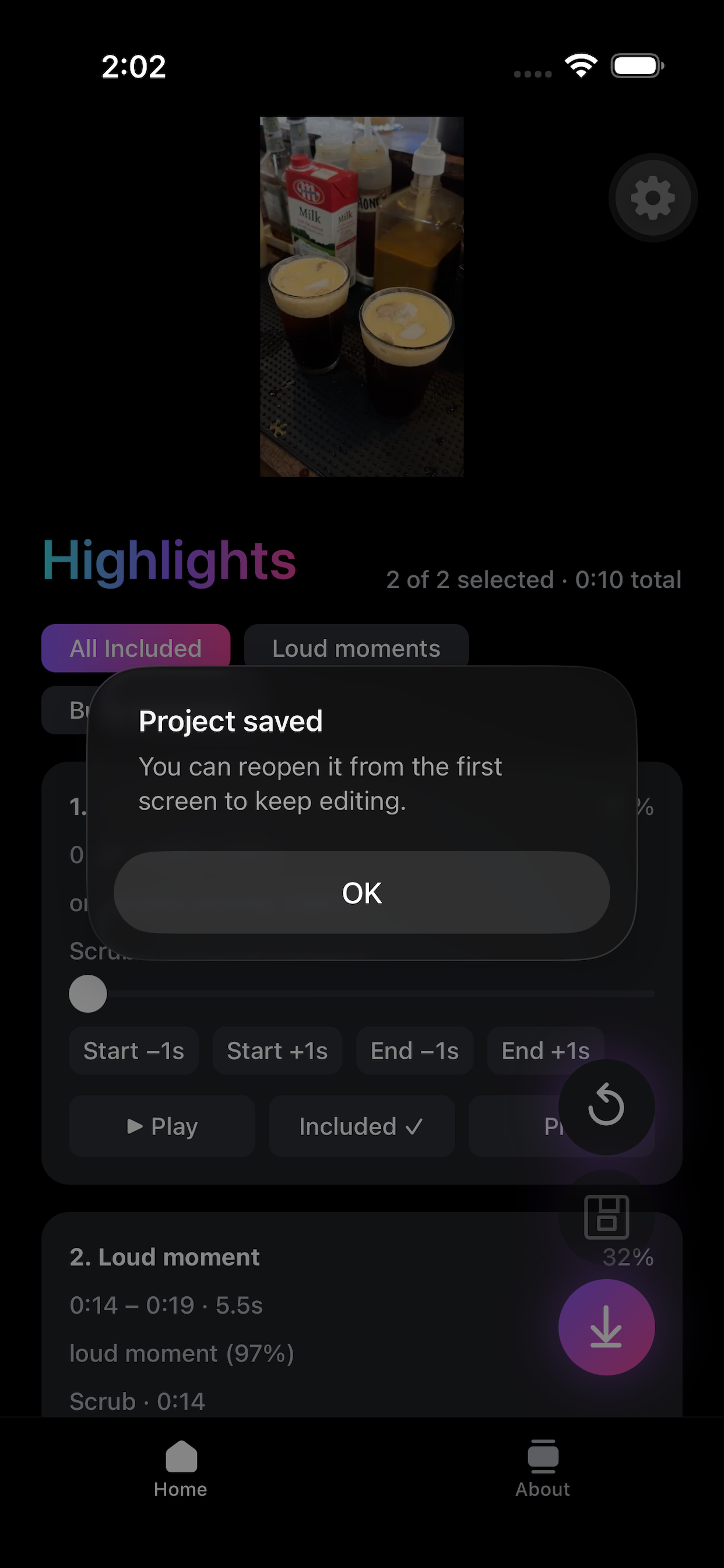 PeekCut About screen with Pro upgrade